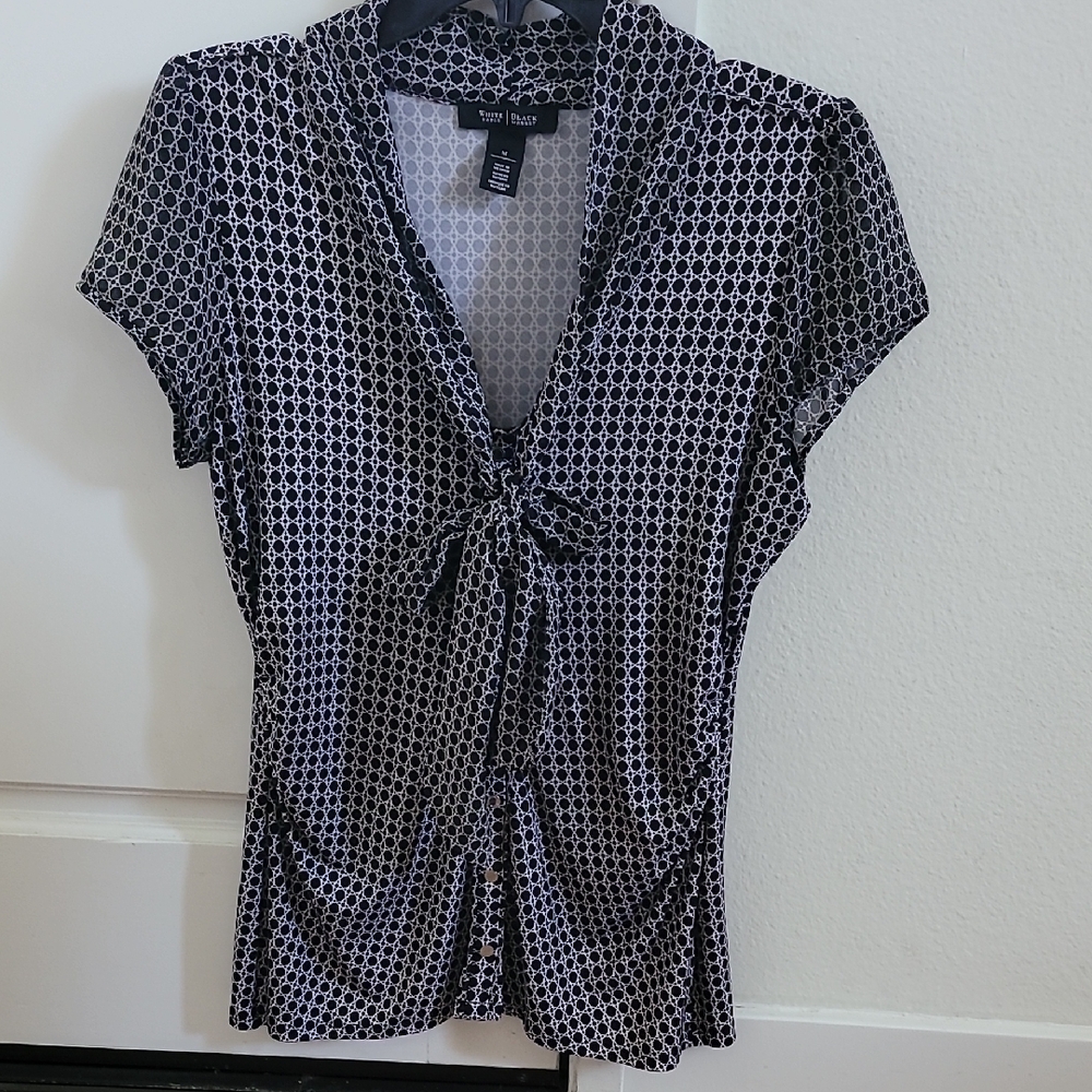 WHBM Tie Neck Short Slewve Top